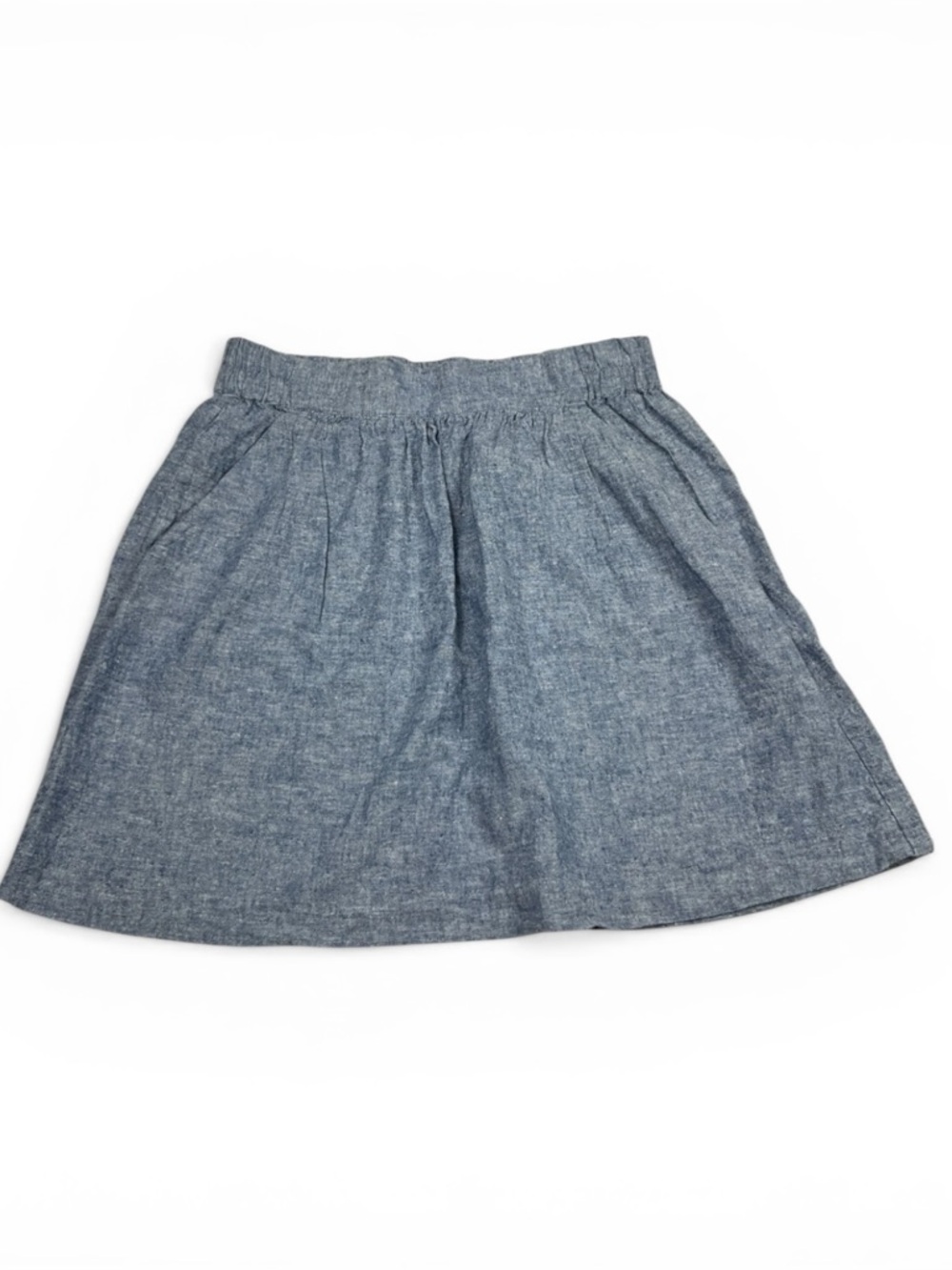 LOFT Linen Blend Summer Skirt Blue Casual Elastic Waist Pull On Easy Wear XS